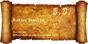 Bakos Daniló névjegykártya
